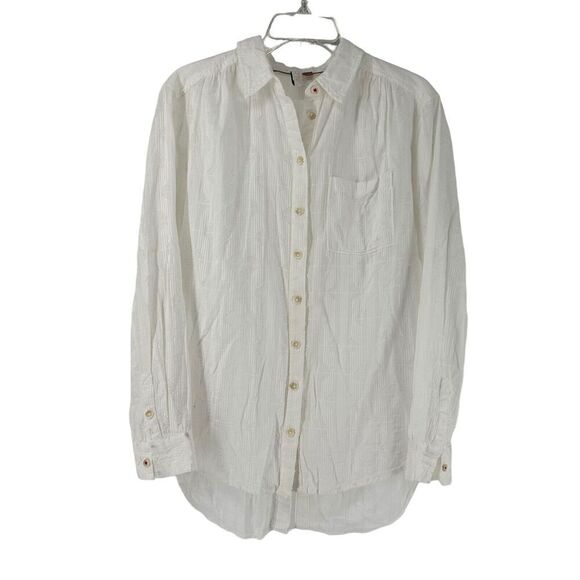 Anthropologie Pilcro Theresa Laced Back Top Size S Button Up White Textured Boho - Picture 1 of 11
